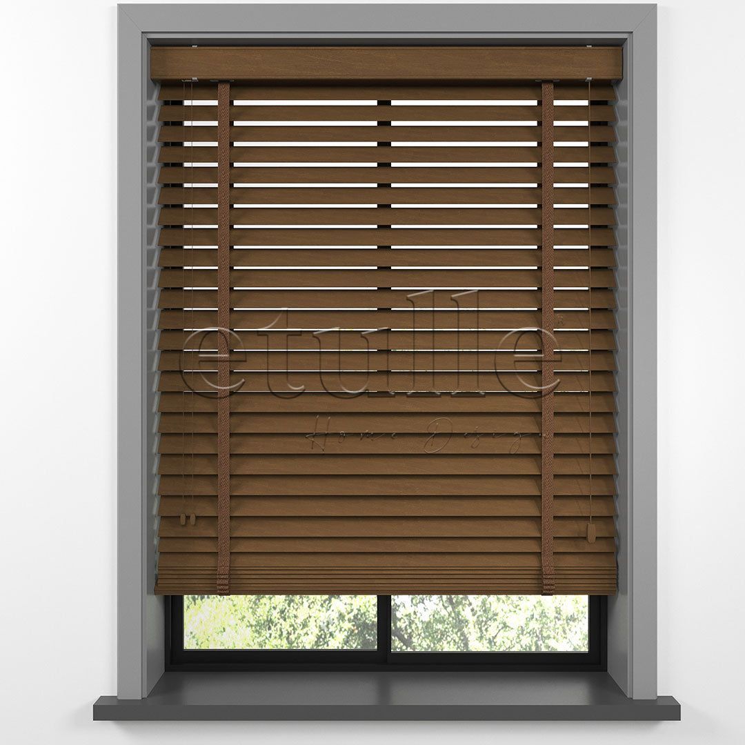 50 MM BASSWOOD Тъмен дъб дървени щори