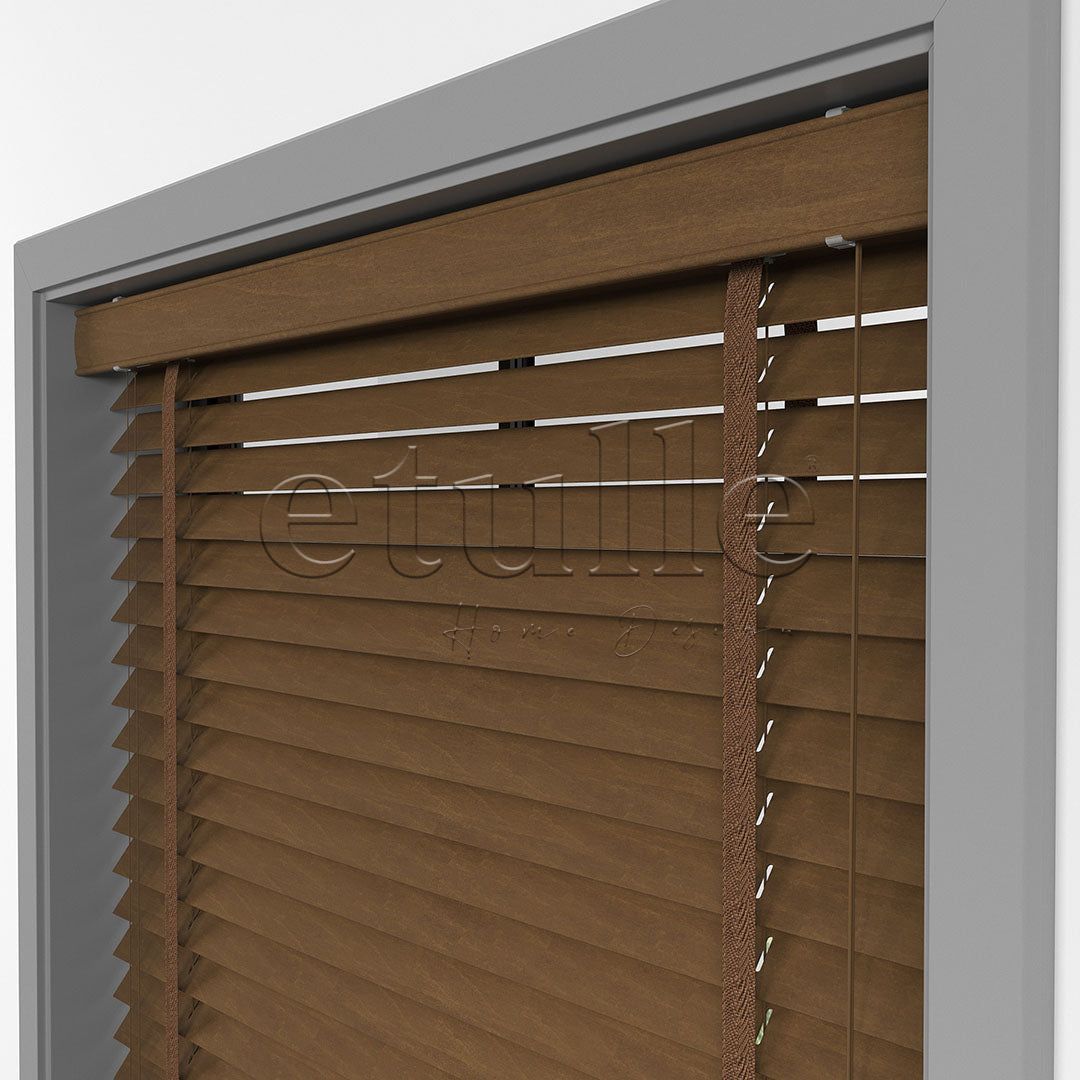 50 MM BASSWOOD Тъмен дъб дървени щори
