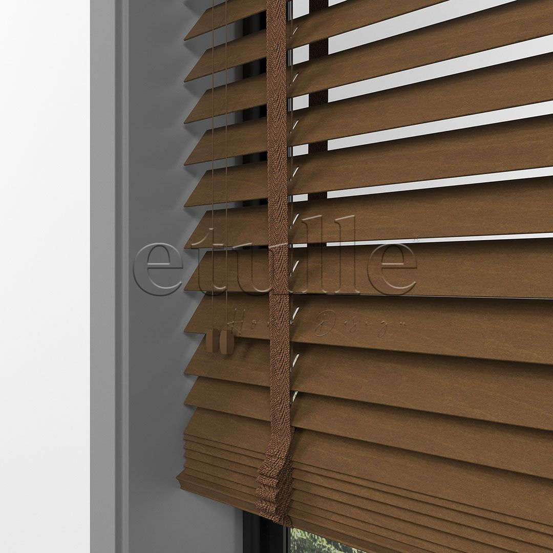 50 MM BASSWOOD Тъмен дъб дървени щори