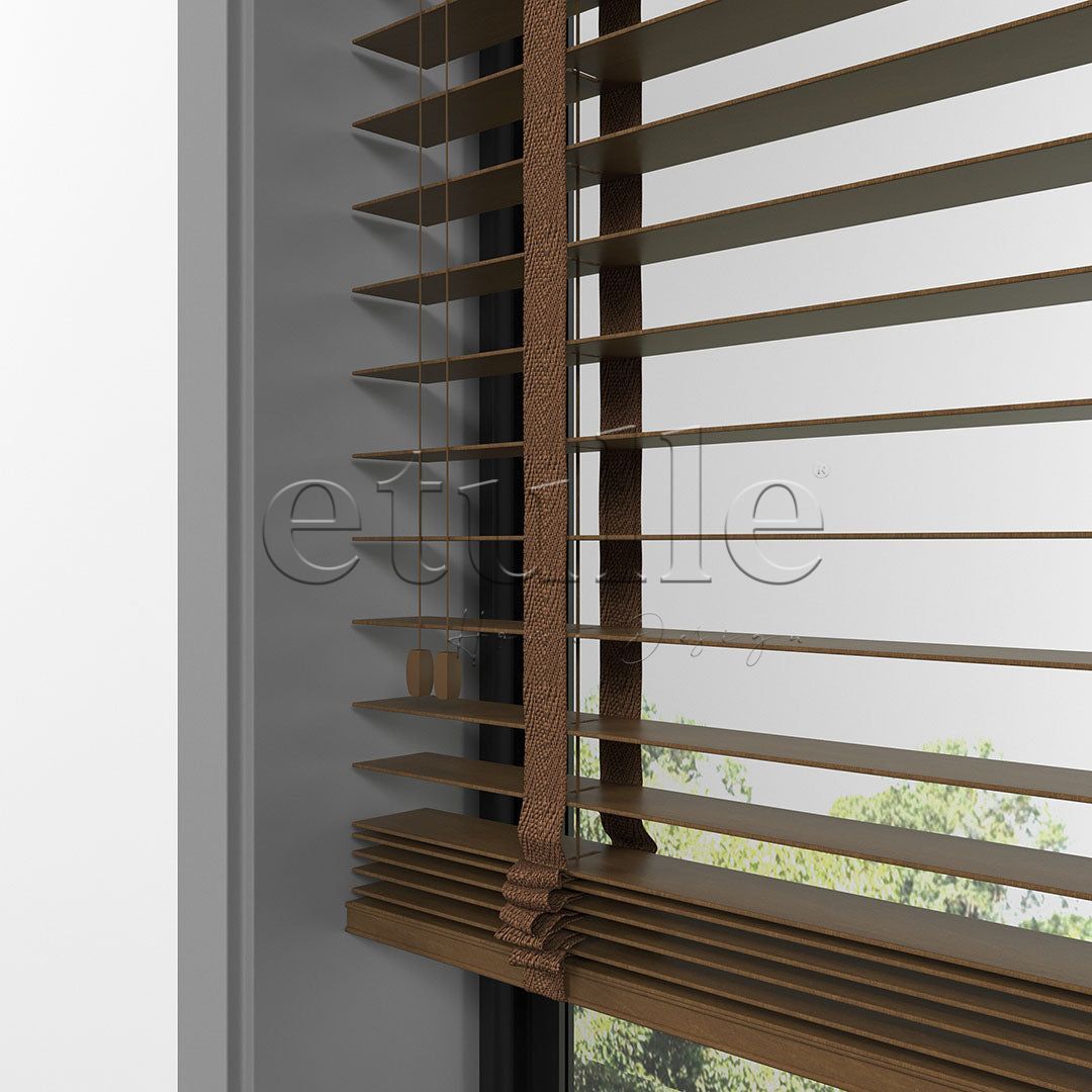 50 MM BASSWOOD Тъмен дъб дървени щори
