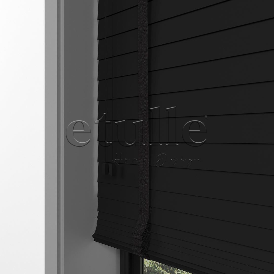 50 MM BASSWOOD Черен дървени щори