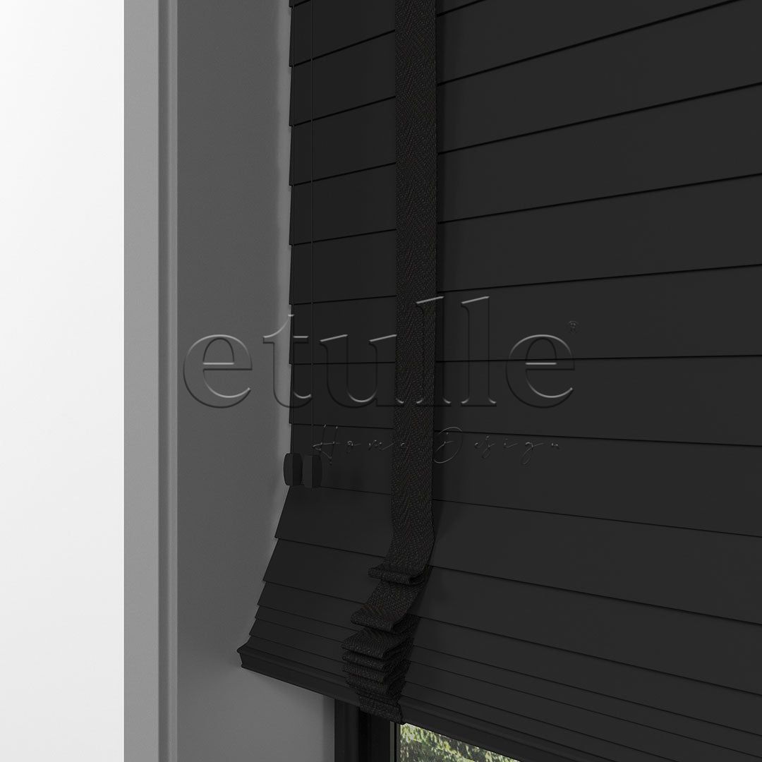 63 MM BASSWOOD Черен дървени щори