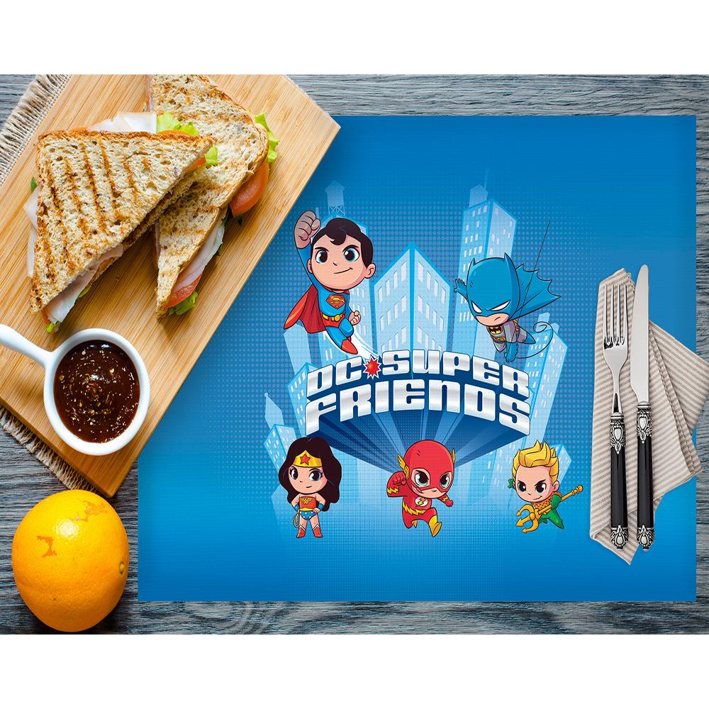 Детски сервиз DC Super Friends – комплект от 4 броя с цветни герои (30x50 см)