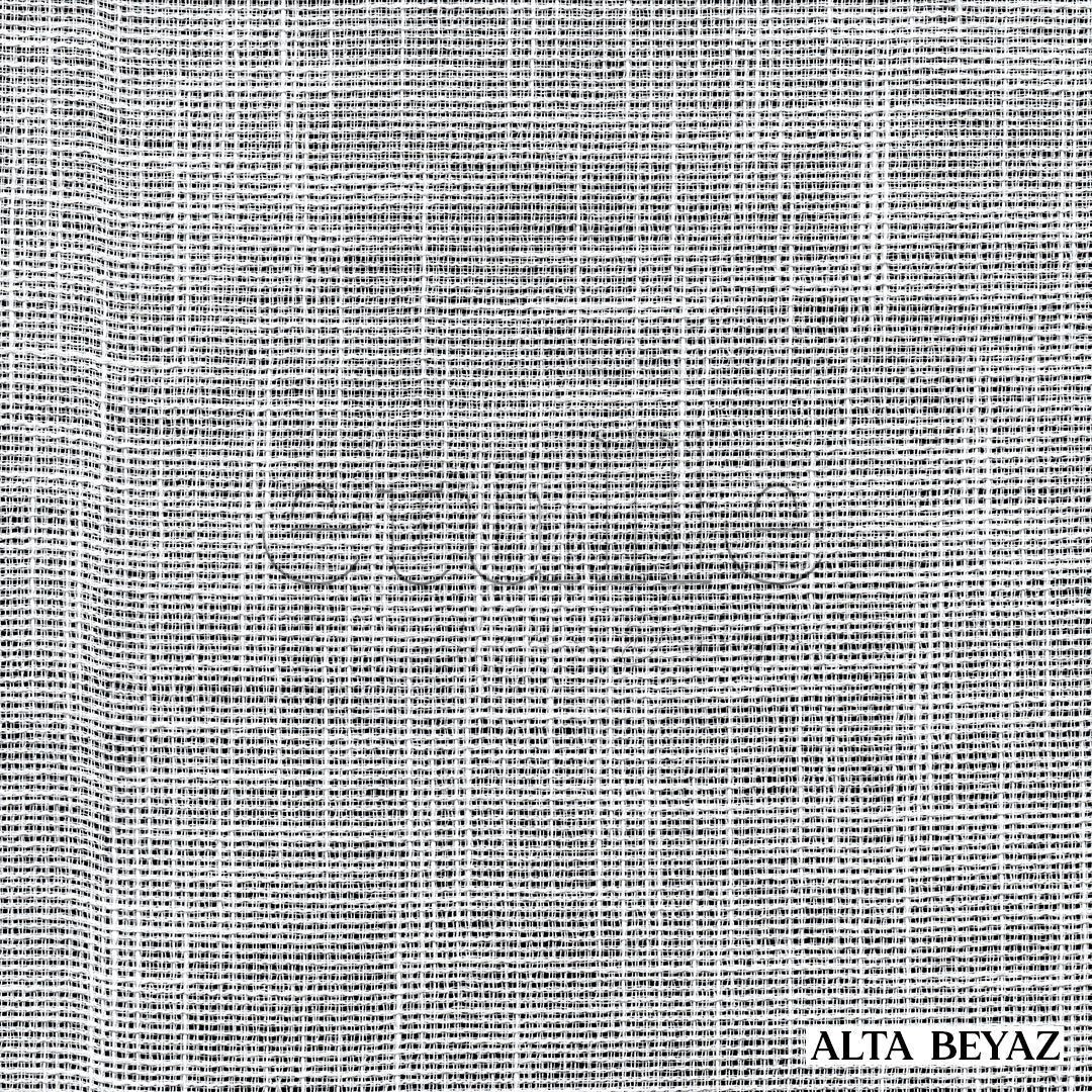 Бял тюл перде с плътна ленена текстура и плетен десен, с драпировка | Alta