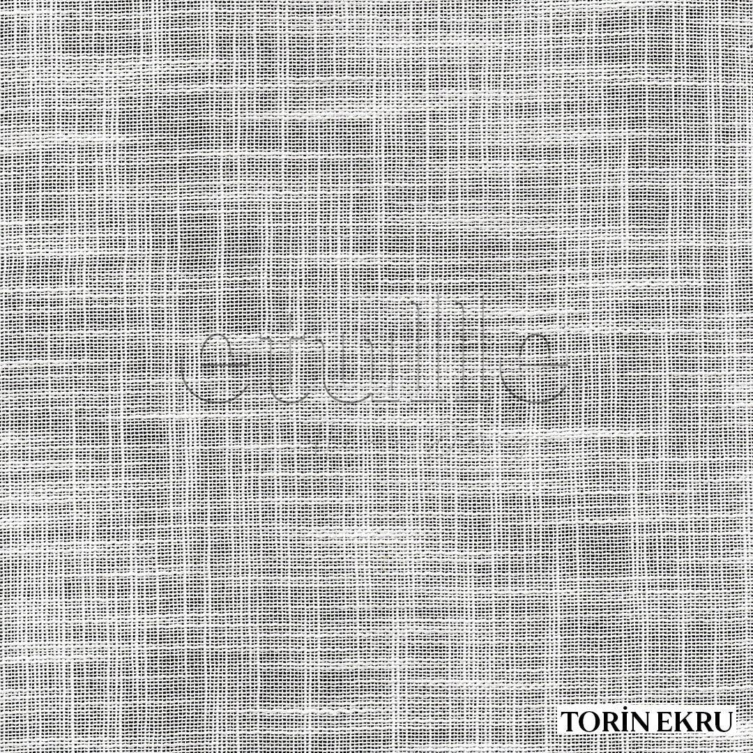 Екрю тюл перде с плътна ленена и райе ефекти, с драпировка | Torin