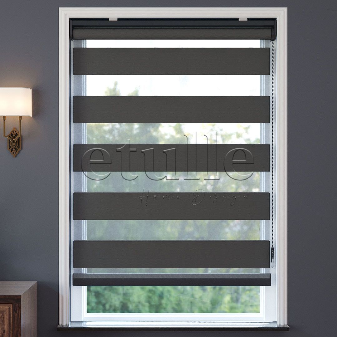 Antrasit Blackout Zebra Perde | Ennio