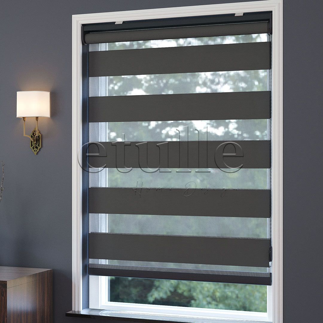 Antrasit Blackout Zebra Perde | Ennio