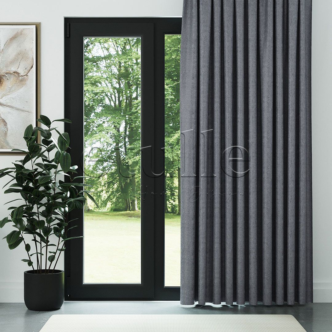 Сиво луксозно шенилно фон перде | Twine