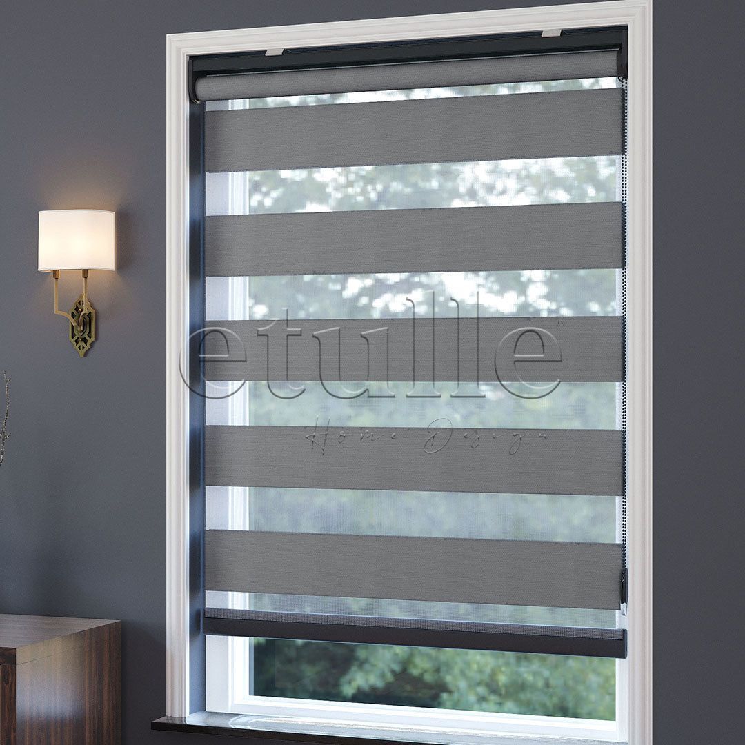 Gri Blackout Zebra Perde | Kanbina