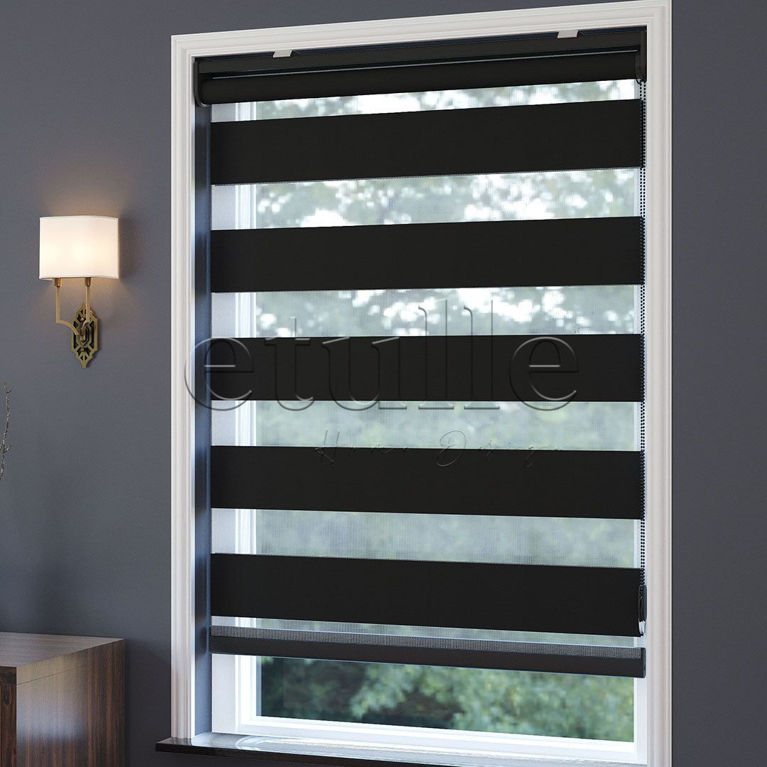 Siyah Blackout Zebra Perde | Kanbina