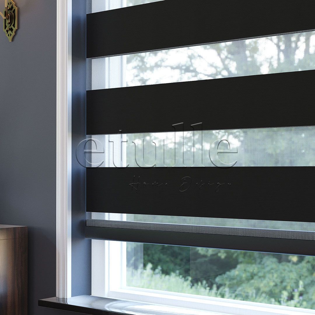 Siyah Blackout Zebra Perde | Kanbina