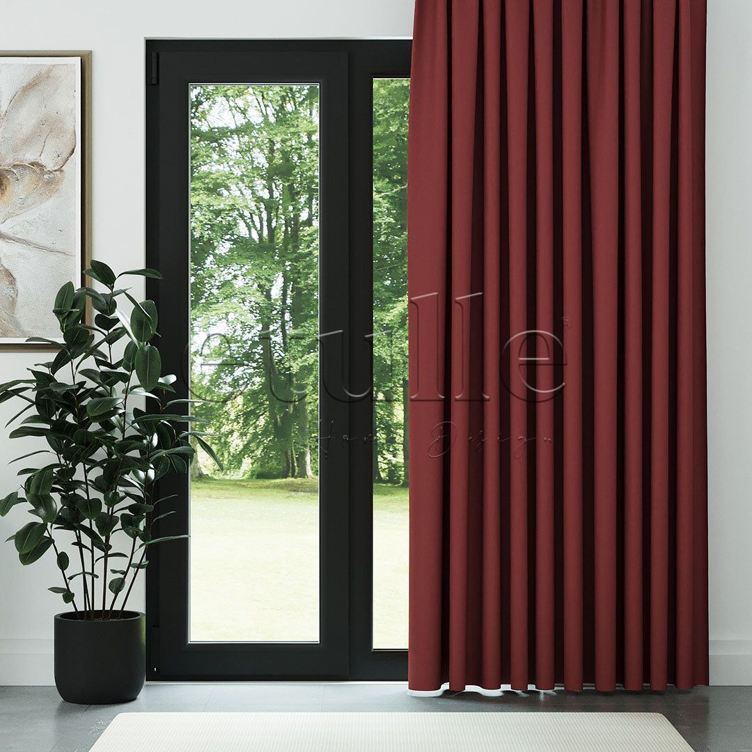 Червено модерно фон перде с десен „рибарска кост“ | Cirrus