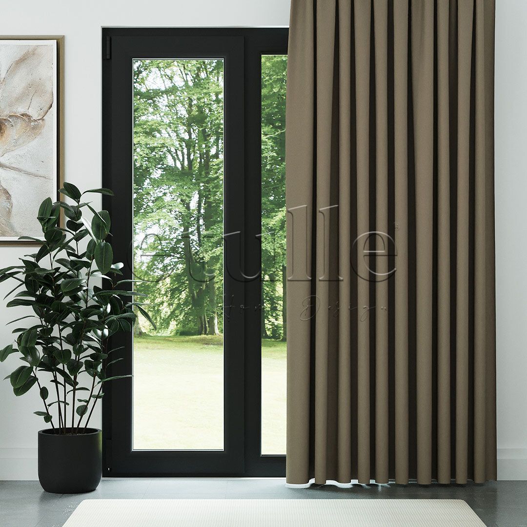 Тъмен бежов модерно фон перде с десен „рибарска кост“ | Cirrus