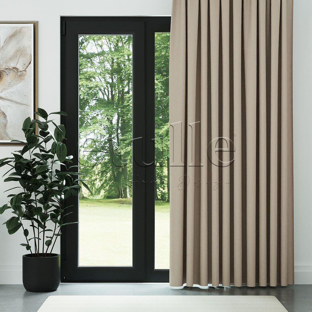 Тъмен кремав модерно фон перде с десен „рибарска кост“ | Cirrus