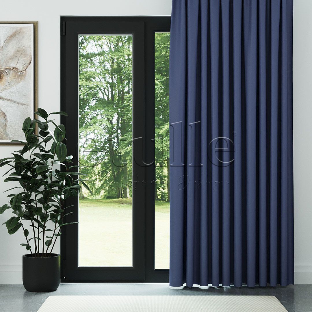 Тъмносин модерно фон перде с десен „рибарска кост“ | Cirrus