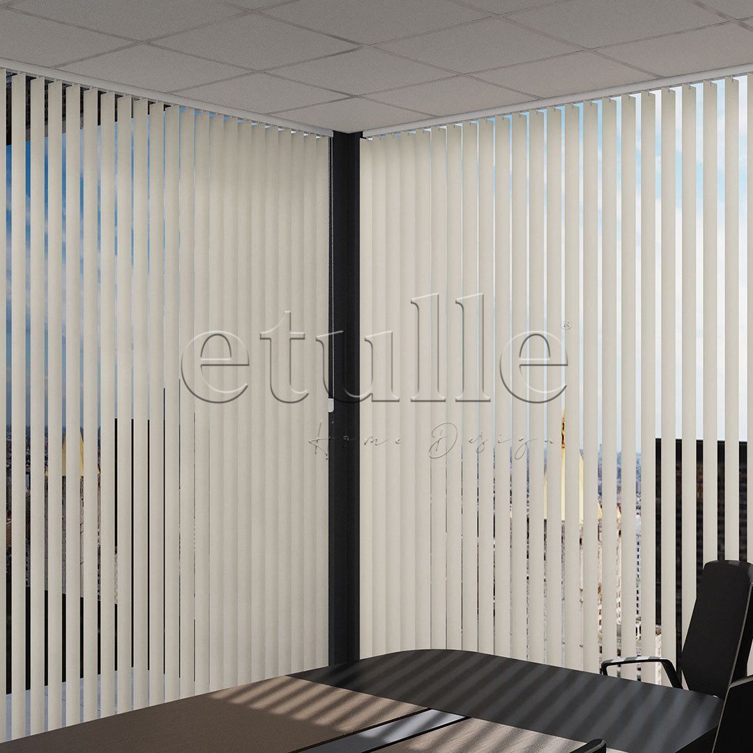 Krem Düz PVC Dikey Perde