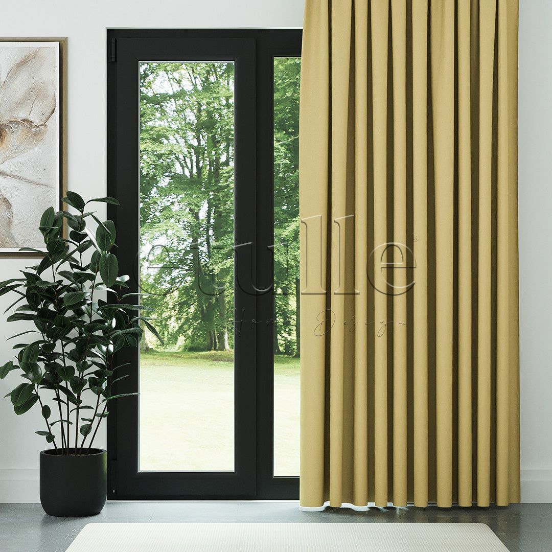 Жълто модерно фон перде с десен „рибарска кост“ | Cirrus