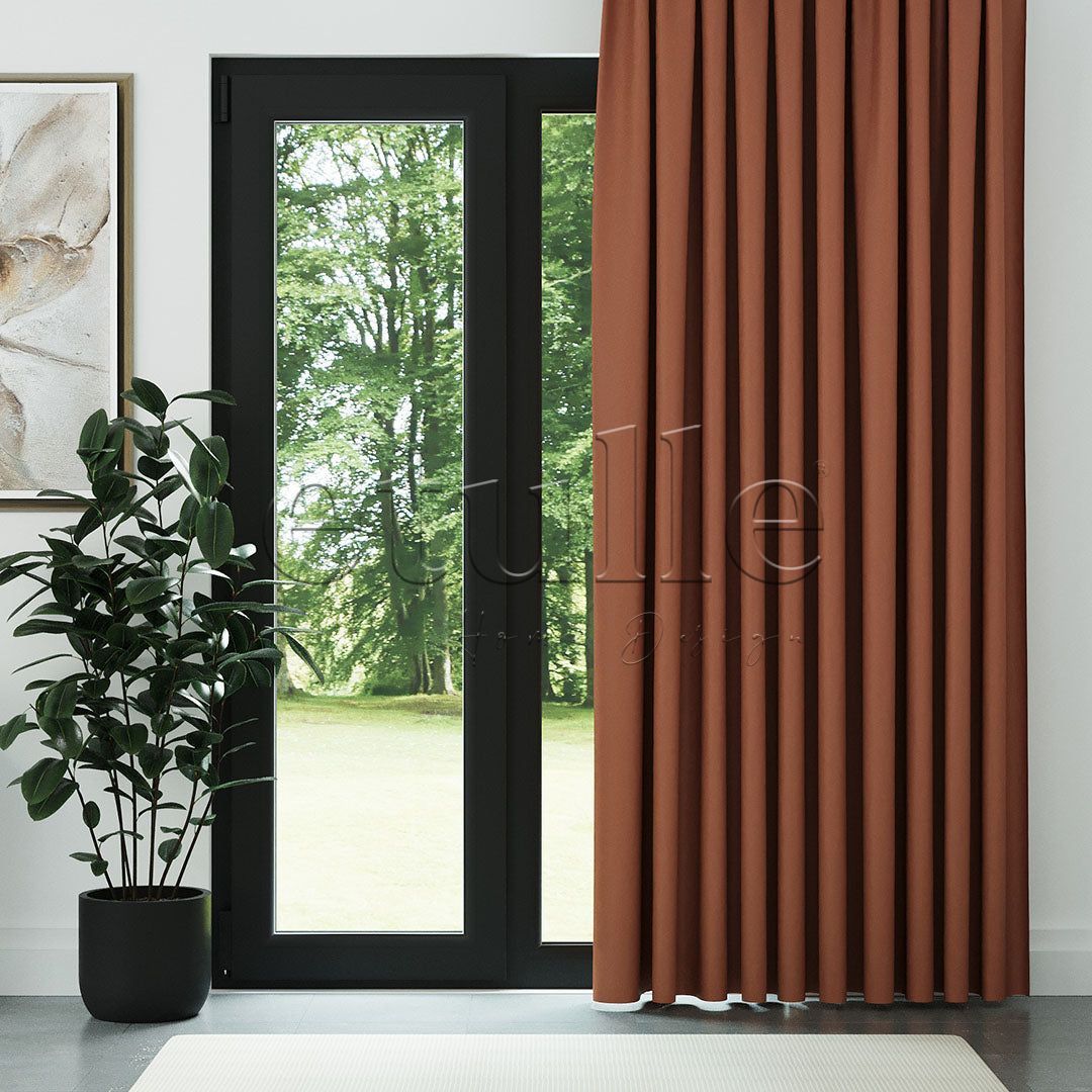 Оранжево модерно фон перде с десен „рибарска кост“ | Cirrus