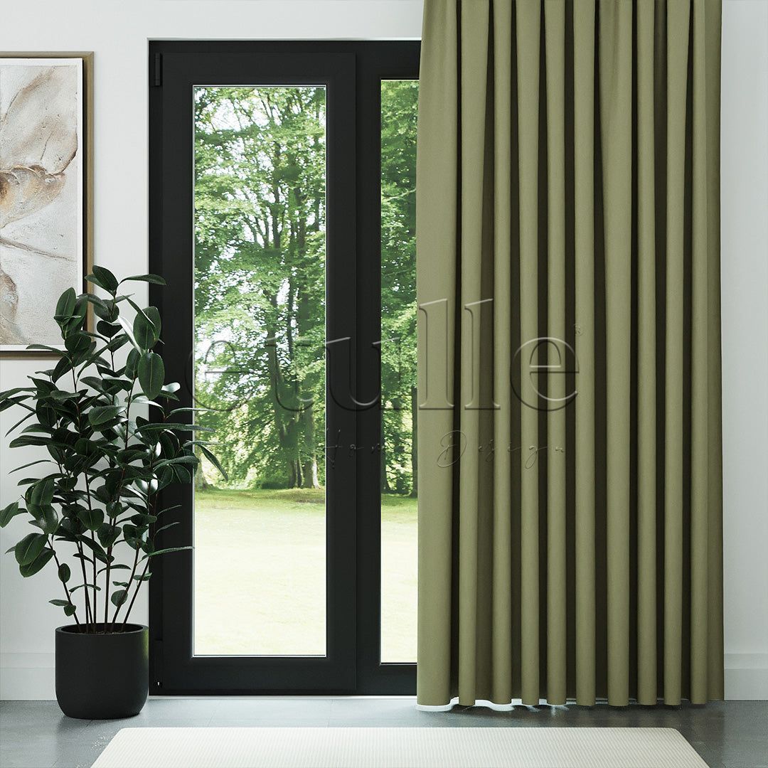 Зелено модерно фон перде с десен „рибарска кост“ | Cirrus