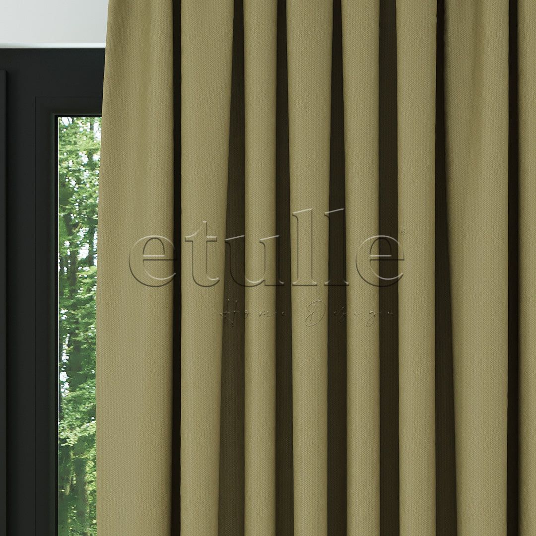 Зелено маслинено модерно фон перде с десен „рибарска кост“ | Cirrus