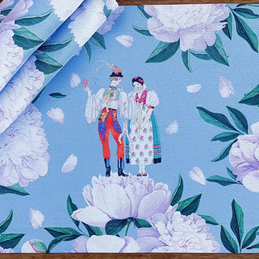Garden Bloom – американски сервиз с лилаво-зелен тропически десен – комплект от 4 броя (35x50 см)