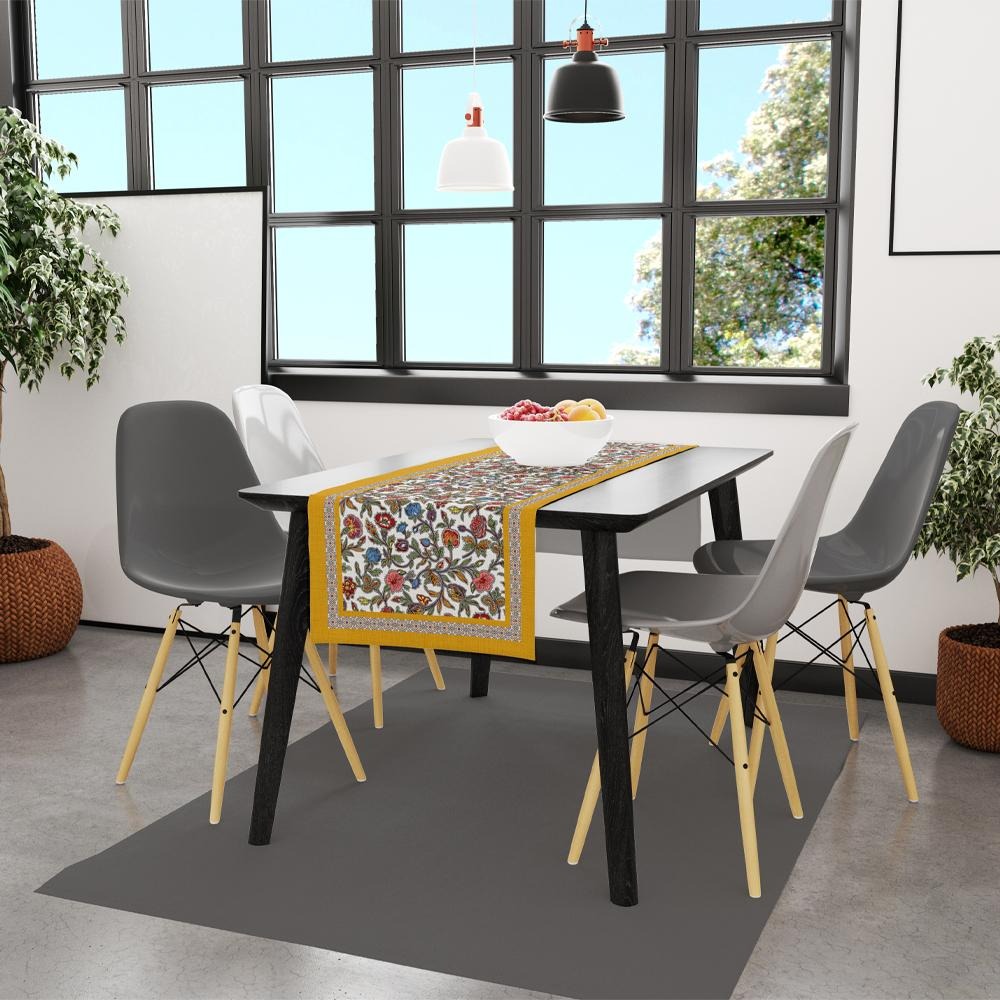 Пътечка за маса с цветни цветя - 140 x 45 см