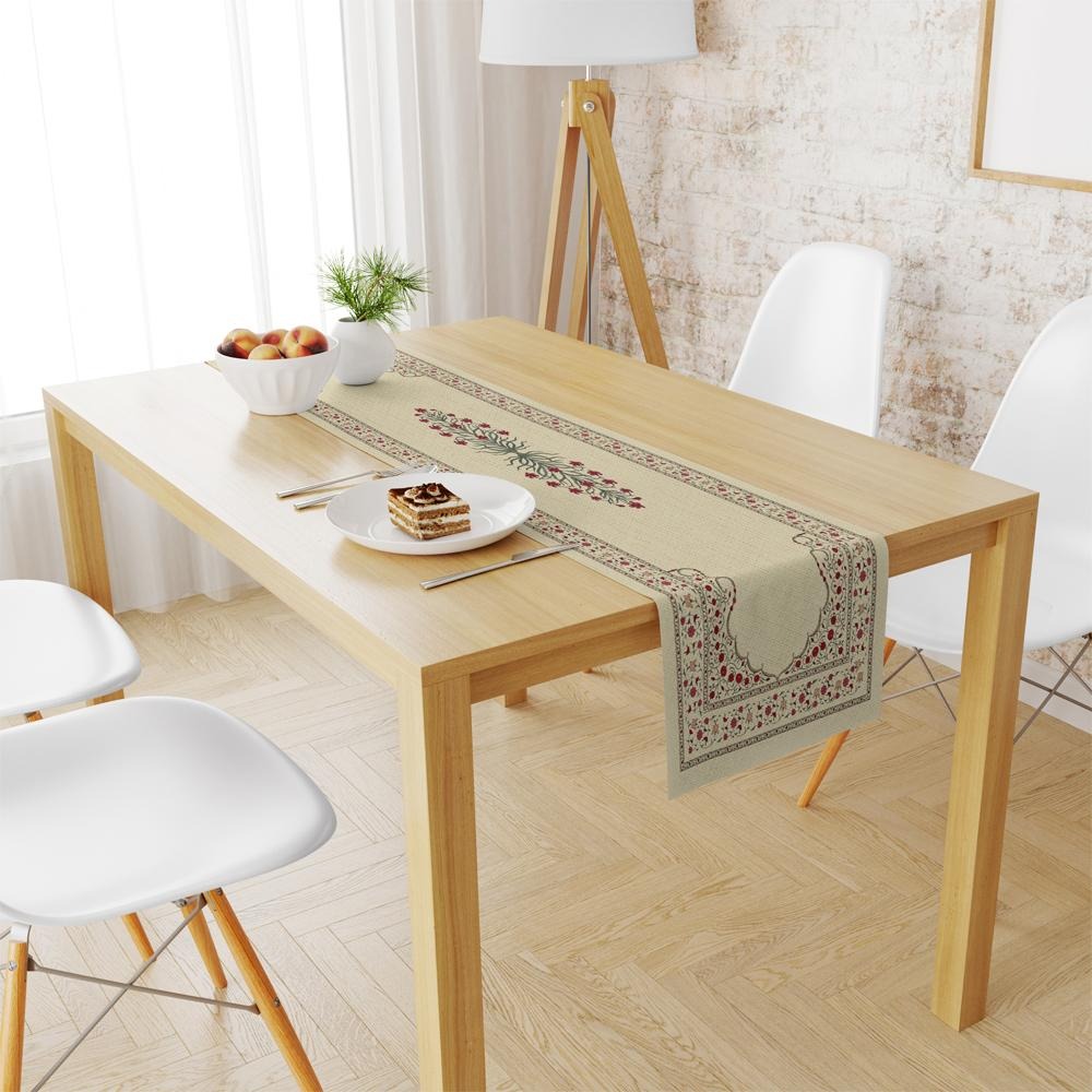 пътека за маса с Червена лалета - 140 x 45 см