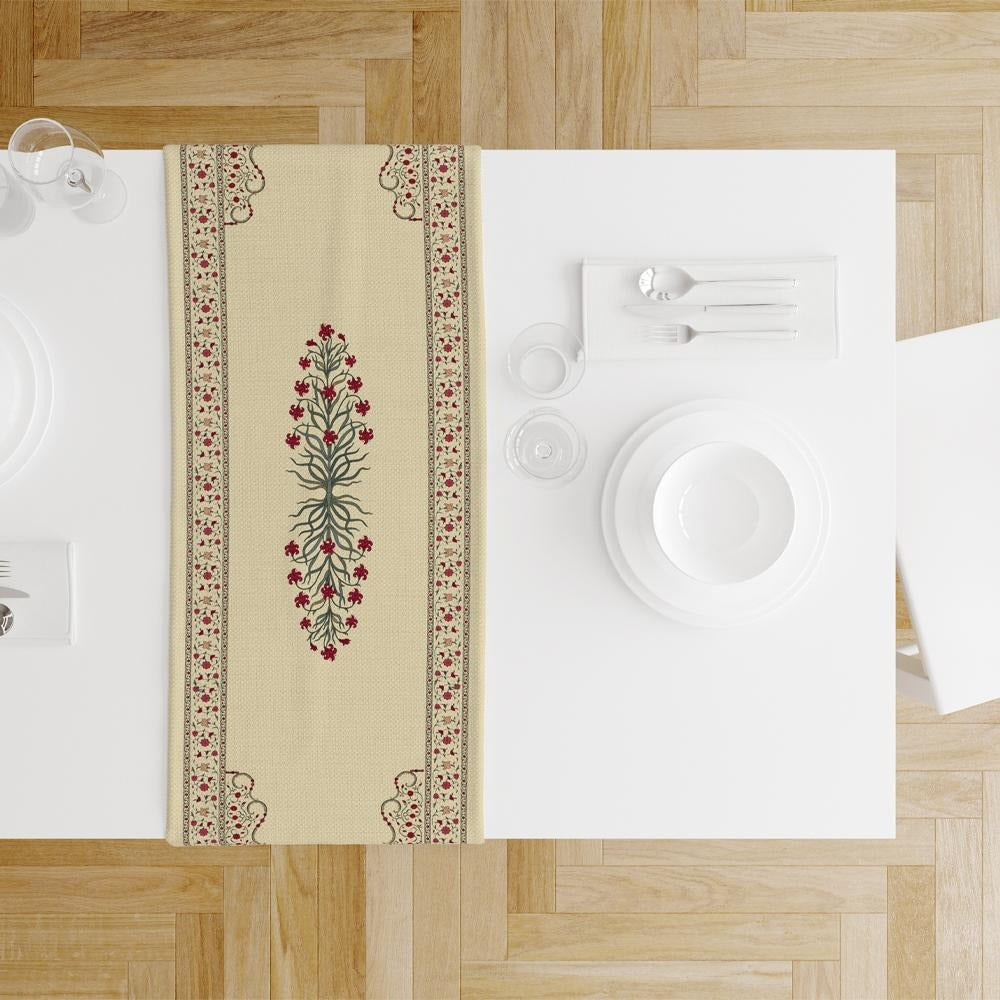 пътека за маса с Червена лалета - 140 x 45 см